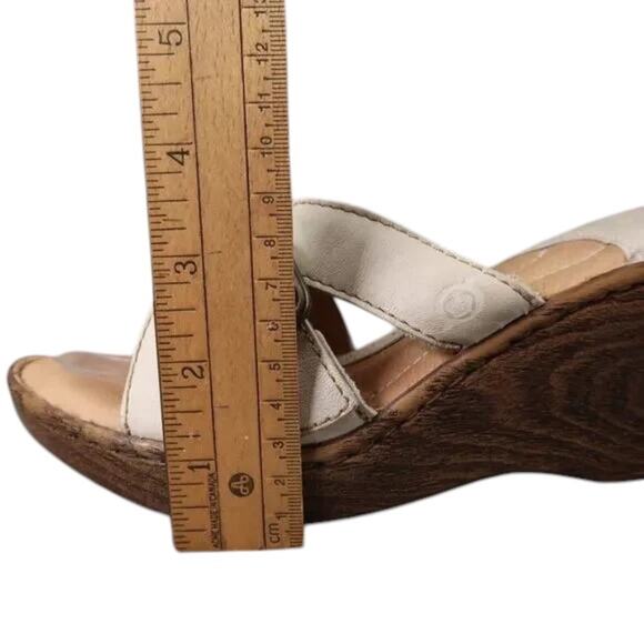 Born Shoes Women 8 Sandal Slide Wedge Leather Fashion Comfort Buckle Strap White - Picture 6 of 16